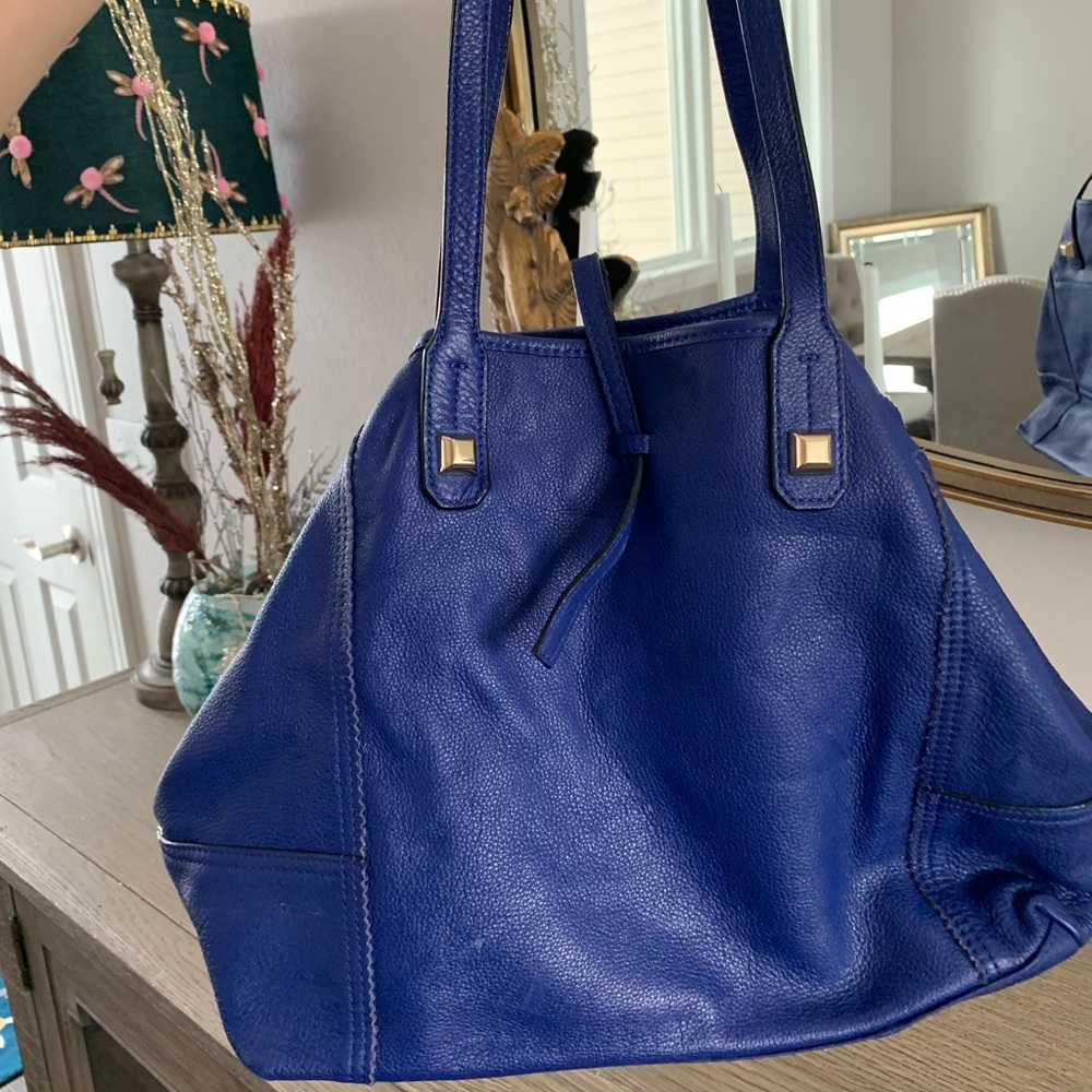 Stella & Dot Cobalt Blue Paris Leather Tote